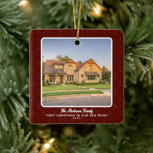 New Home House Photo First Christmas Ceramic Ornament