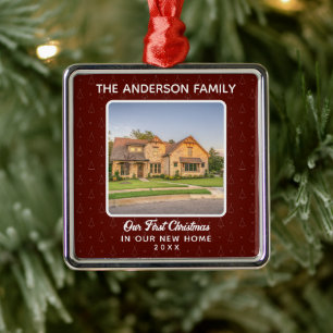 New Home House Photo First Christmas Metal Tree Decoration