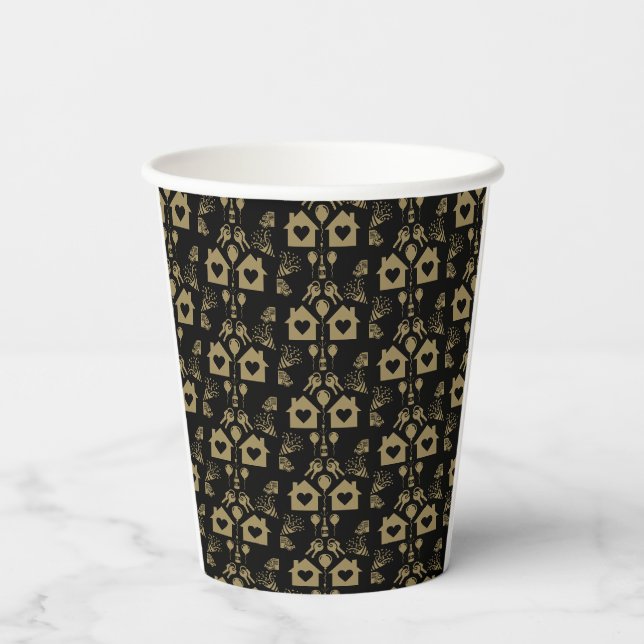 New Home Housewarming Welcome Gold Paper Cups (Back)