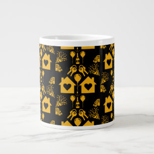 New Home Housewarming Yellow On Black Large Coffee Mug