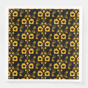 New Home Housewarming Yellow On Black Napkin