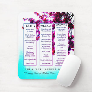 New Home Housework Cleaning Schedule Marriage Date Mouse Pad