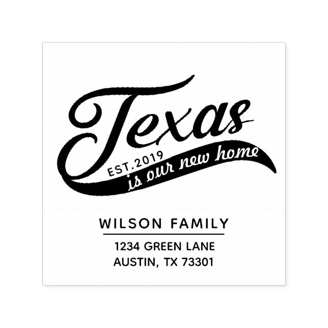 New Home In Texas  Return Address Rubber Stamp (Design)