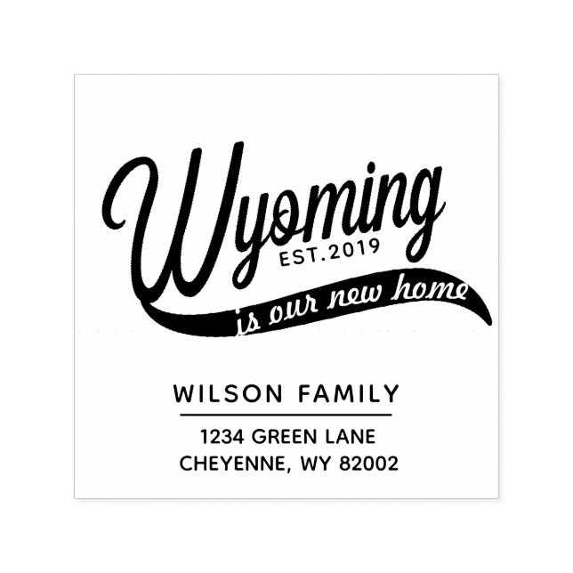 New Home In Wyoming  Return Address Rubber Stamp (Design)