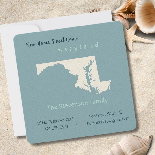 New Home Maryland Moving Announcement Postcard  (Moving to Maryland? Send your friends and family a beautiful personalized announcement!)