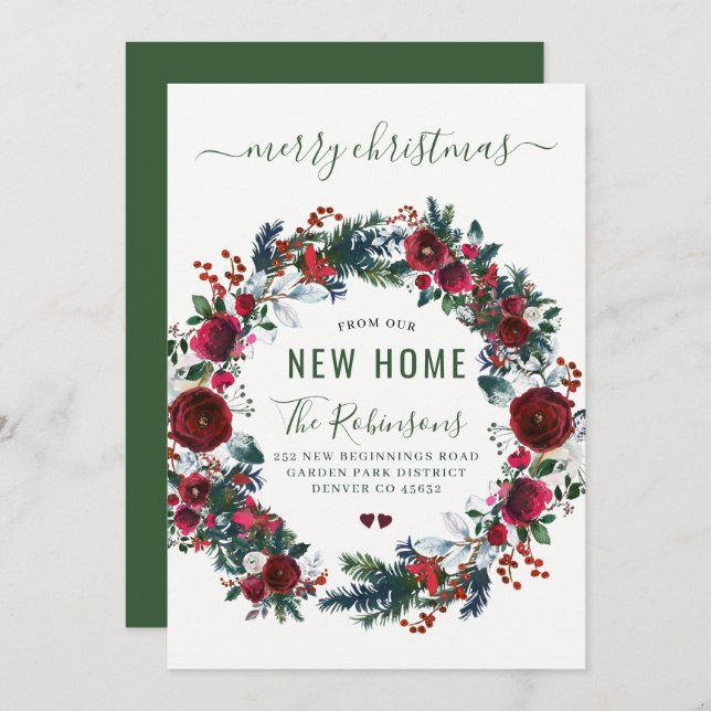 New home Merry Christmas holiday moving Announceme Announcement (Front/Back)
