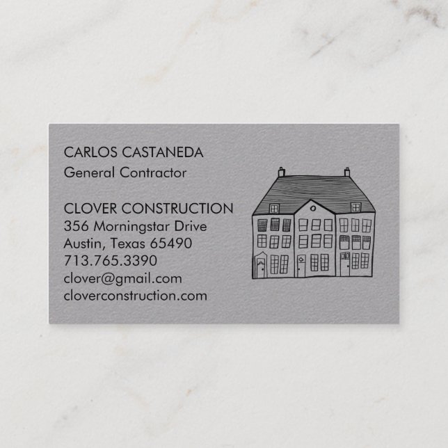 New Home Modern Construction Contractor Remodel  Business Card (Back)