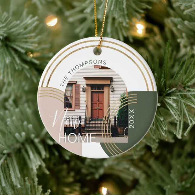 New Home Modern Geometric Arch Photo  Ceramic Tree Decoration (Tree)