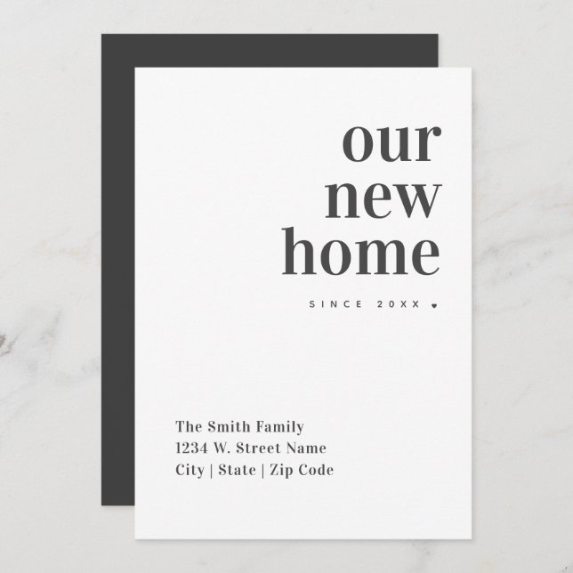 New Home Modern Minimalist Change of Address Announcement (Front/Back)