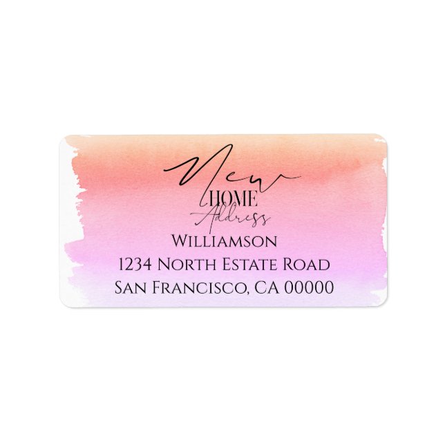 New Home Modern Watercolor New Address Label (Front)