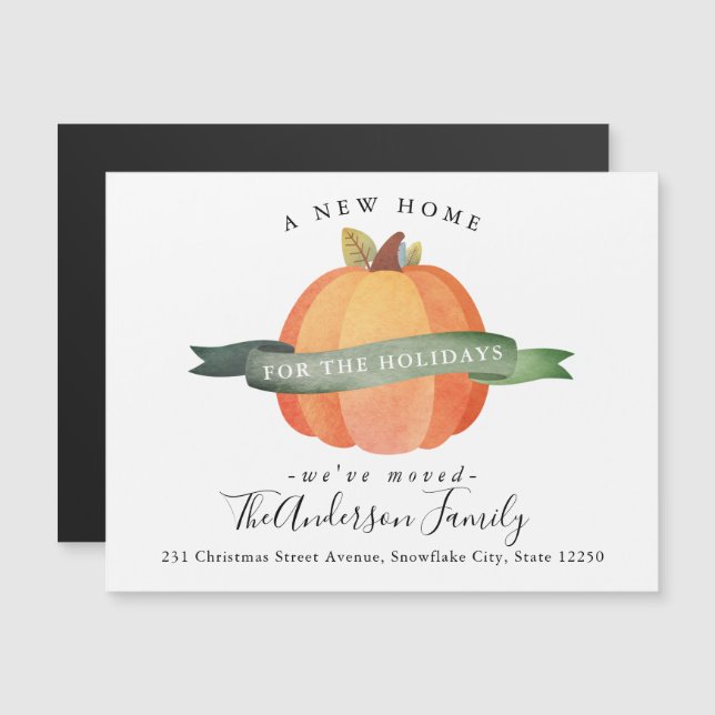 New Home Moved Pumpkin Holiday Moving Announcement (Front/Back)