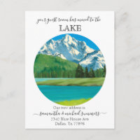 New Home Moving Announcement Cabin Lodge Lake