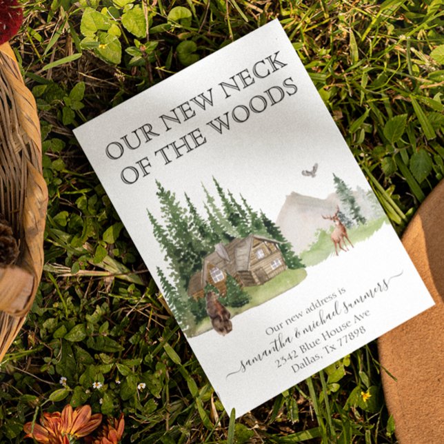 New Home Moving Announcement Cabin Lodge Postcard (Creator Uploaded)