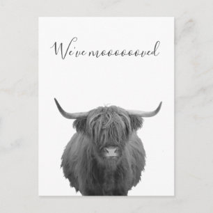 New Home Moving Announcement Highland Cow