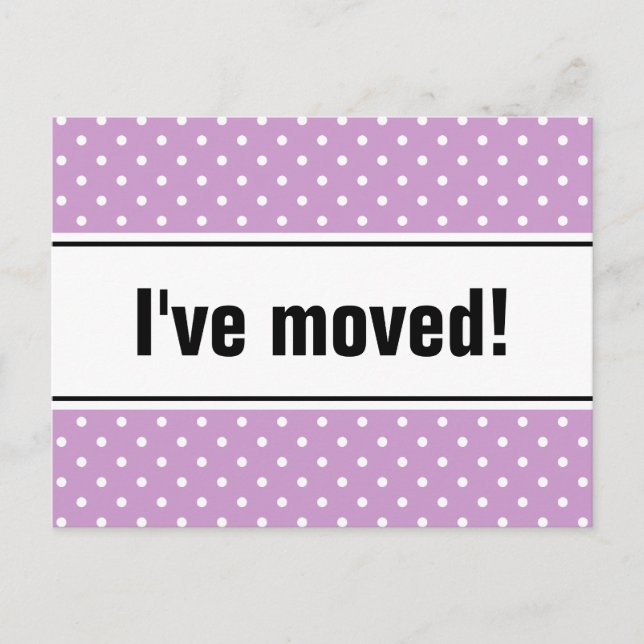 New home moving postcard lavender purple polkadots (Front)