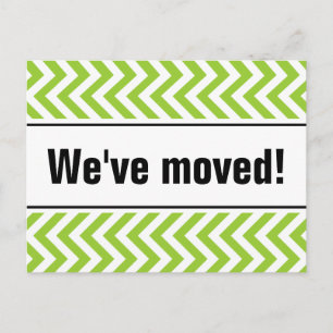 New home moving postcards   green zigzag stripes