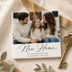 New Home New Memories Personalized Family Photo  Ceramic Ornament