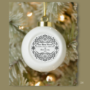 New Home Open House Housewarming snowflake  Ceramic Ball Christmas Ornament