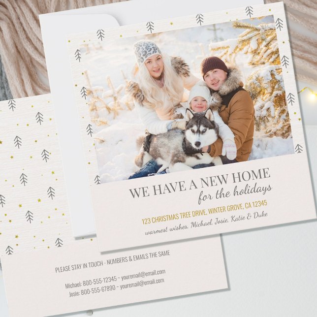 New Home Photo Doodle Scandinavian Pines Moving Announcement (Creator Uploaded)