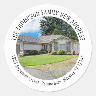 New Home Photo Name Return Name Address  Classic Round Sticker