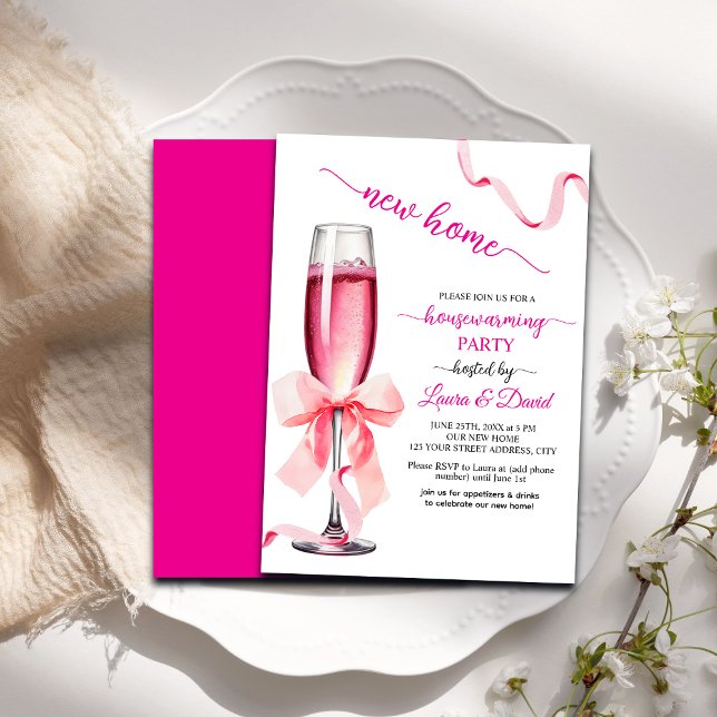 New Home Prosecco Glass Housewarming Party Invitation (Creator Uploaded)