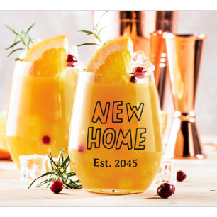 New Home Real Estate Closing Gift Stemless Wine Glass