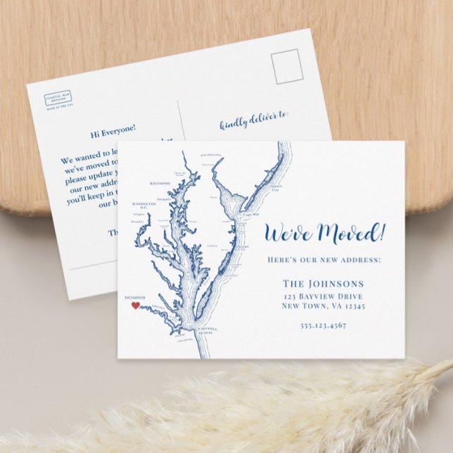 New Home Richmond Virginia Map Moving Announcement Postcard (Richmond Virgina Map Moving announcement New Home Postcard by Coastal Map Designs)