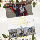 New Home Script We've Moved Moving Photo   Foil Holiday Postcard<br><div class="desc">Modern Script Typography New Home for Holidays Photo Moving Announcement Foil Postcard</div>