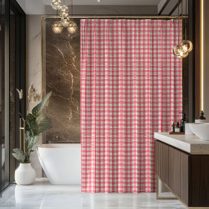 New Home Shower Curtain Red Black Plaid Accent