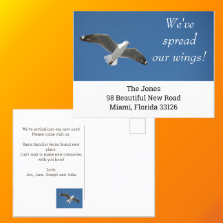 New Home Simple White Seagull Budget Moving Announcement Postcard
