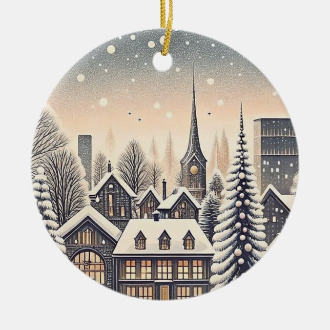 New Home Skyline Christmas Ornament (Front)