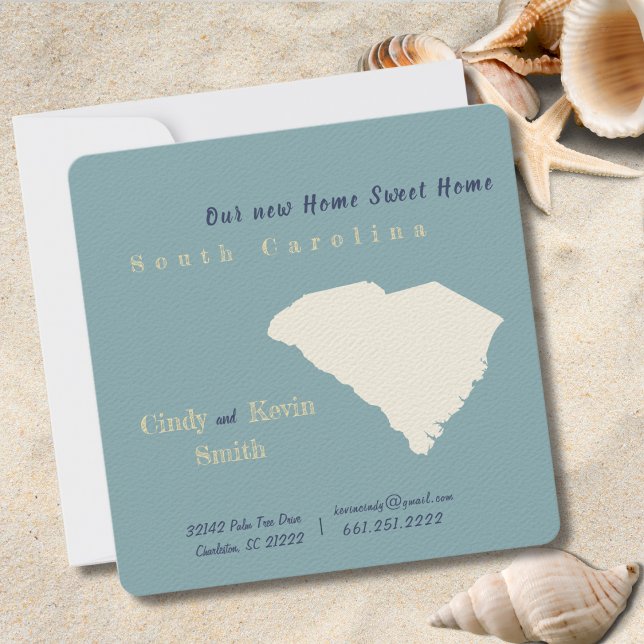 New Home South Carolina  Moving Announcement Card (Moving to South Carolina? Send your friends and family a beautiful personalized announcement!)