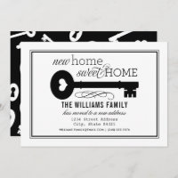 New Home Sweet Home Black White Vintage Key Moving