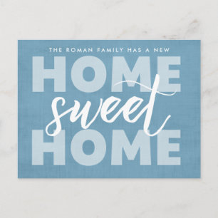 New Home Sweet Home Blue Moving Announcement Postcard