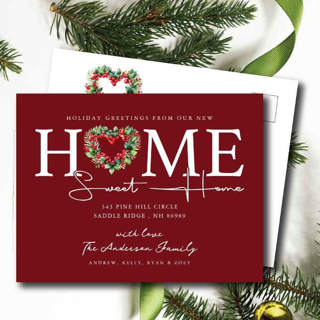 New Home Sweet Home Holiday Moving Announcement Postcard (Creator Uploaded)