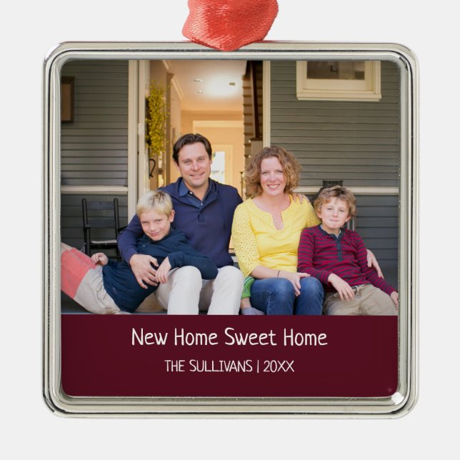 New Home Sweet Home Photo Christmas Metal Tree Decoration (Front)