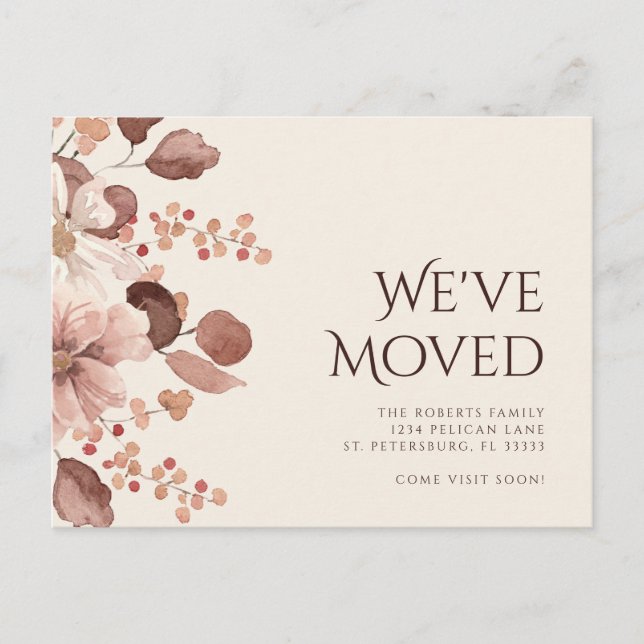New Home Terracotta Blush Floral Moving Announcement Postcard (Front)