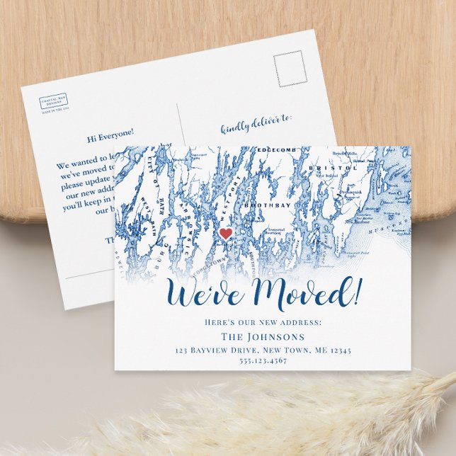 New Home Westport Maine Map Moving Announcement (Westport Maine Map Moving Announcement Penobscot Bay Change of address postcard Coastal Map Designs)