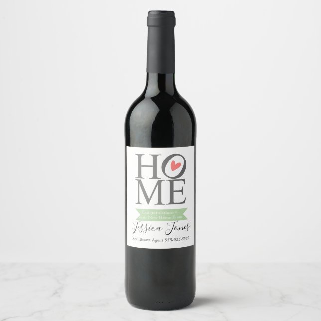New Home Wine Label Estate Agent Closing Gift (Front)