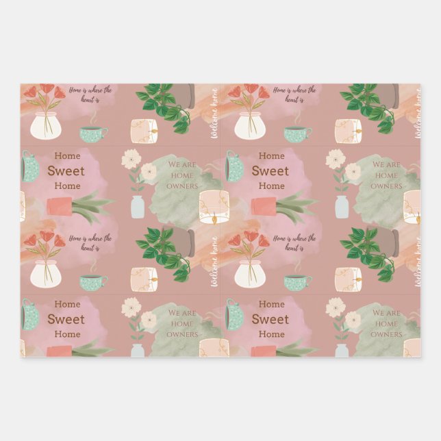 New Home Wrapping Paper Flat Sheet Set of 3 (Front)