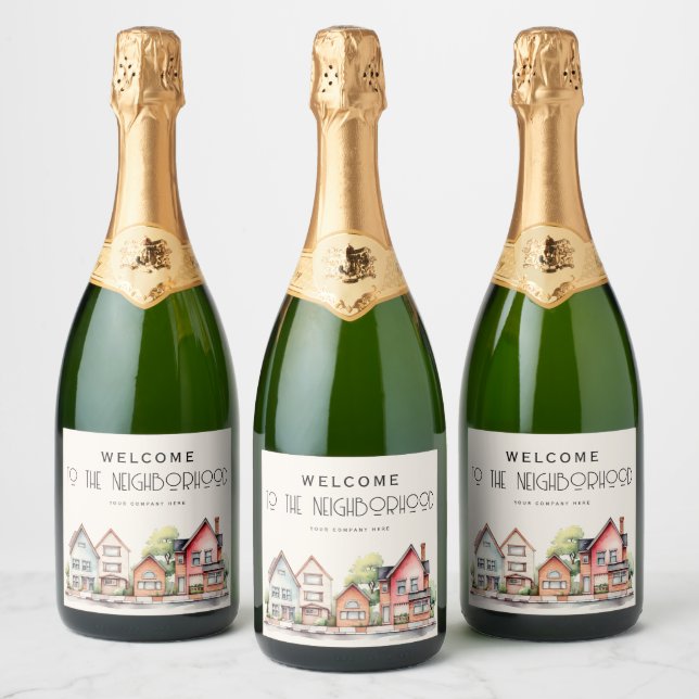 New Homeowner Welcome to the Neighbourhood  Sparkling Wine Label (Bottles)