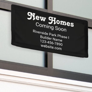 New Homes Coming Soon Builder Construction Black Banner
