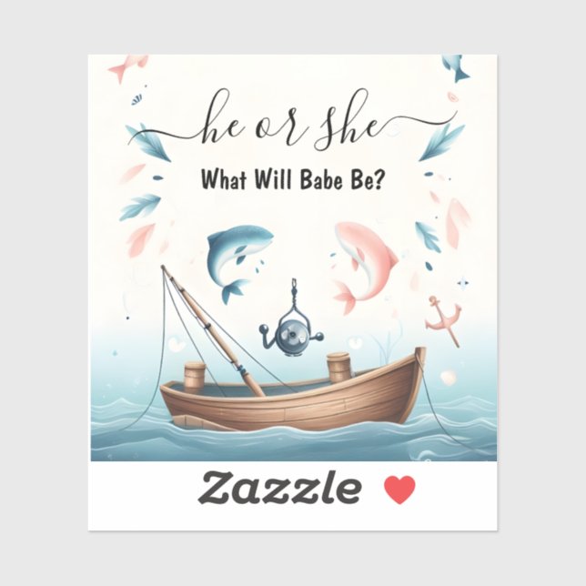 New Hook Bait Fun Wood Fish Fishing Gender Reveal (Sheet)