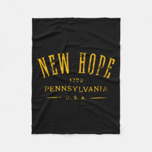 New Hope Pennsylvania Usa Souvenir Distressed Desi Fleece Blanket