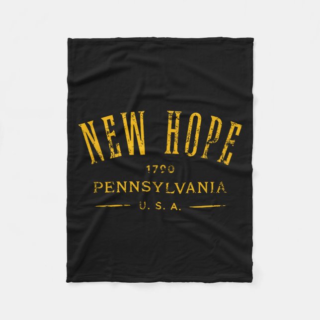 New Hope Pennsylvania Usa Souvenir Distressed Desi Fleece Blanket (Front)