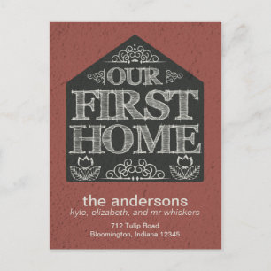 New House Address Announcement Chalkboard Postcard