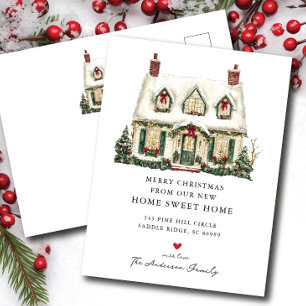 New House Christmas Moving Announcement Postcard
