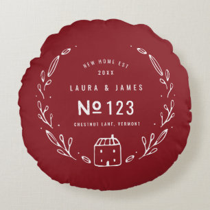 New house hand drawn floral design round cushion