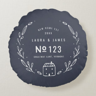 New house hand drawn floral design round cushion