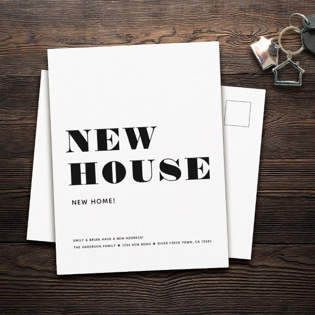  NEW HOUSE HOME Simple Modern Minimalist Moving Announcement Postcard (Creator Uploaded)